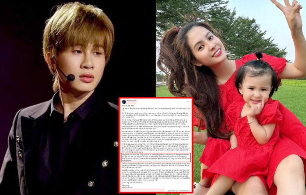 Jack lần đầu lên tiếng sau ồn ào với Thiên An: ‘Jack vẫn luôn mong muốn có cơ hội được thực hiện nghĩa vụ, trách nhiệm làm cha trong khả năng của mình đến khi con trưởng thành’