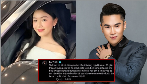 Con gái Quyền Linh bị mỉa mai chuyện mua xe bạc tỷ ở tuổi 19, ca sĩ Du Thiên đáp trả gắt: ‘Nói 1 câu lộ rõ lòng người!’