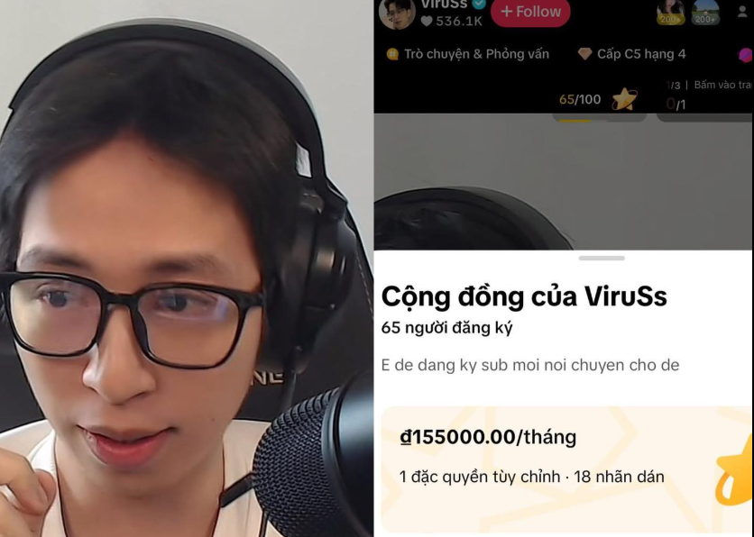 ViruSs livestream trả lời câu hỏi từ antifan nhưng phải bỏ xiền đăng ký thành viên mới được bình luận hỏi: ‘Số tiền phải nộp gây tranh cãi’