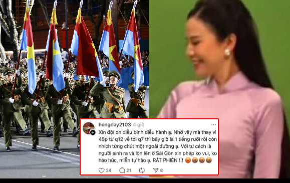 BTV nhà đài SCTV4 than phiền về việc hợp luyện diễu binh chào mừng đại lễ 30/4 gây bức xúc: ‘Quá phiền, quá kẹt xe, không có gì đáng tự hào?’