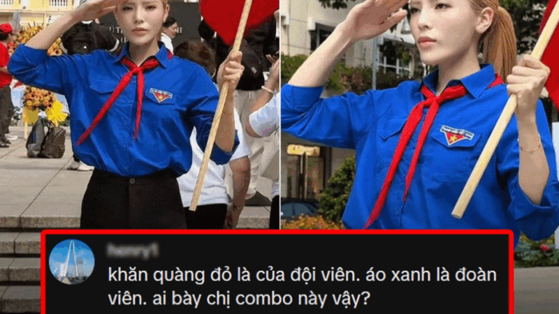 Hoa hậu Kỳ Duyên mặc áo đoàn viên, đeo khăn quàng đỏ gây tranh cãi: Lên tiếng giải thích nhưng lại tự “bóc” thiếu hiểu biết!