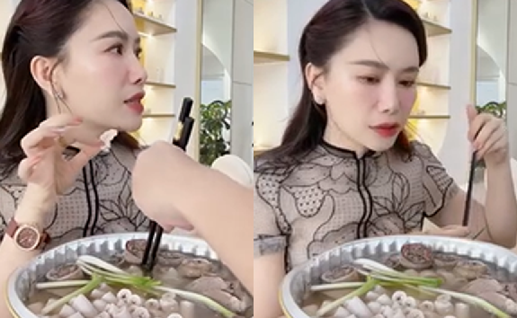 Chi gần 2 củ ăn thử lòng se điếu, nữ MC nổi tiếng ngỡ ngàng bật ngửa: ‘Ủa, lòng se điếu là nó vậy hả mọi người? Sao như ruột xe vậy?!’