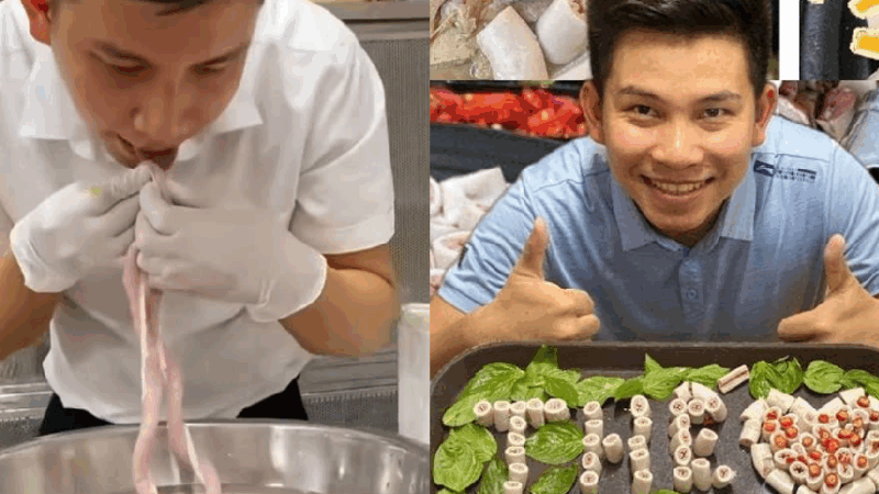 Xôn xao clip Thế “lòng se điếu” liều mình nếm lòng sống để khẳng định chất lượng: “Lòng tôi bán là số 1, sạch từ trong ra ngoài!”