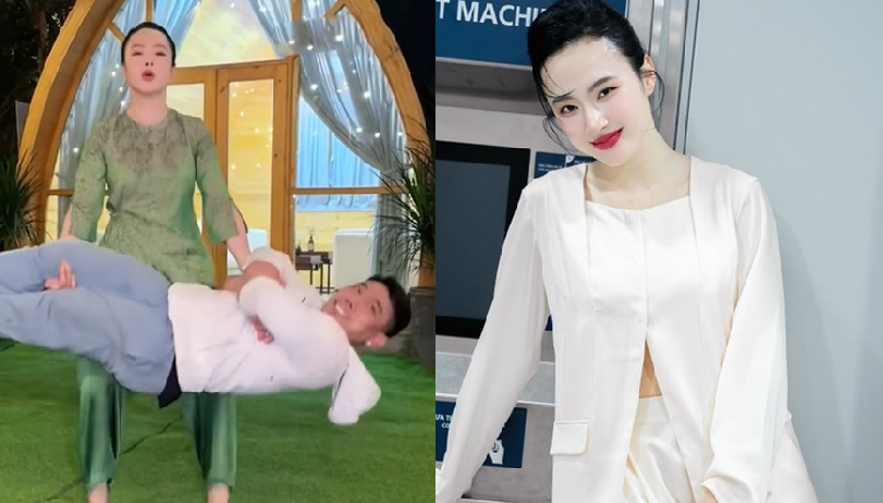 Angela Phương Trinh tung cú nhấc khiến dân tình ngỡ ngàng: Vác cả lực sĩ Phạm Văn Mách như xách giỏ đi chợ!