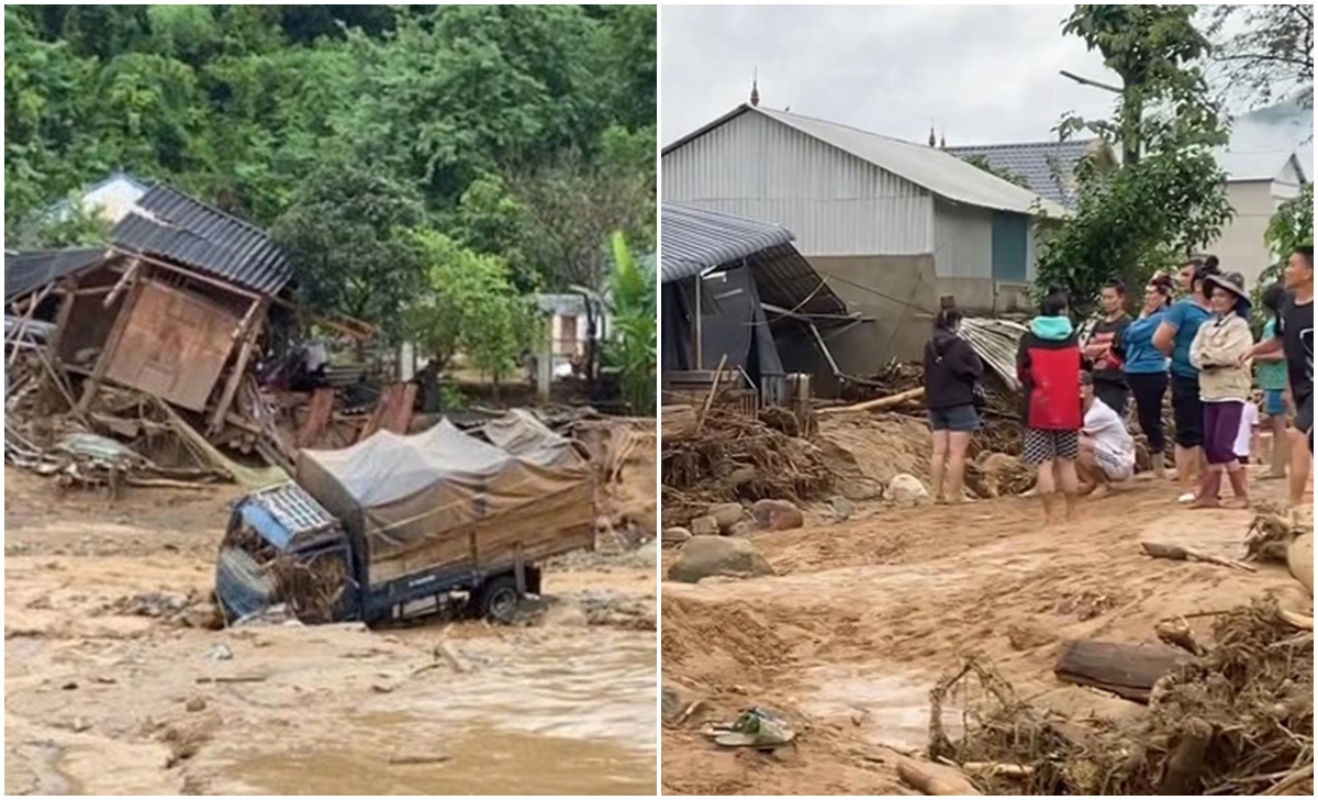 Lại nữa, l:ũ quét khiến 4 người ch::ế:t và m:ất tích, nhiều nhà dân bị h:ư hỏng nặng