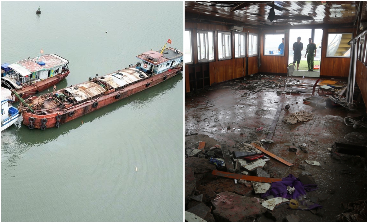 Cận cảnh hình ảnh bên trong tàu du lịch Vịnh Xanh 58 sau t:ai n:ạn 36 người ch::ế:t