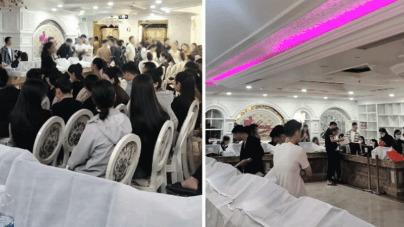 Rõ tình hình của thẩm mỹ viện Mailisa: Hàng trăm nhân viên xếp hàng làm thủ tục nghỉ việc, máy móc thì lấy khăn trắng trùm.