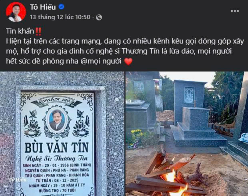 Con trai nghệ sĩ Thương Tín lại phát thông báo khẩn nữa: ‘Mọi người hãy chú ý cẩn thận’