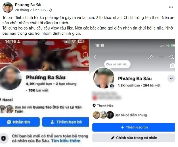 Chủ tài khoản Phương Ba Sáu lên tiếng đính chính: “Nói rõ hết tất cả mọi thứ liên quan tới vụ tài xế xe bán tải ch:èn é:p xe máy”